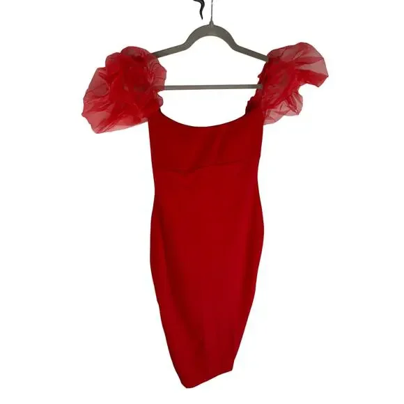 Nookie Eleganza Midi Dress Statement Evening Cocktail Puff Sleeve Party Formal M - Picture 5 of 12